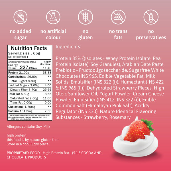 21g protein bar - strawberries & greek yogurt