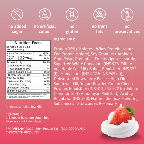 11g protein bar - strawberries & greek yogurt